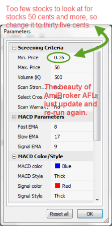 AmiBroker popup window. 