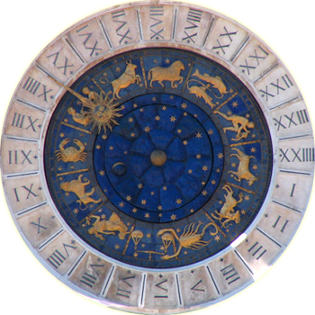 Astrological clock at Venice. Venice, capital of northern Italy’s Veneto region, is built on more than 100 small islands in a marshy lagoon in the Adriatic Sea. Photo taken from Internet. 