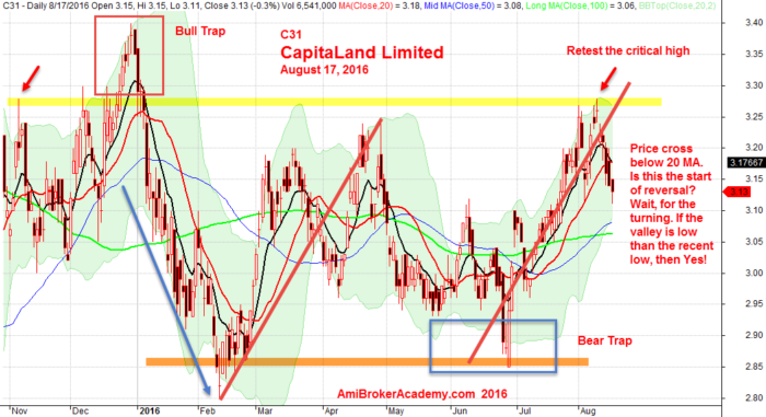 August 17, 2016 CapitaLand Limited Daily Chart